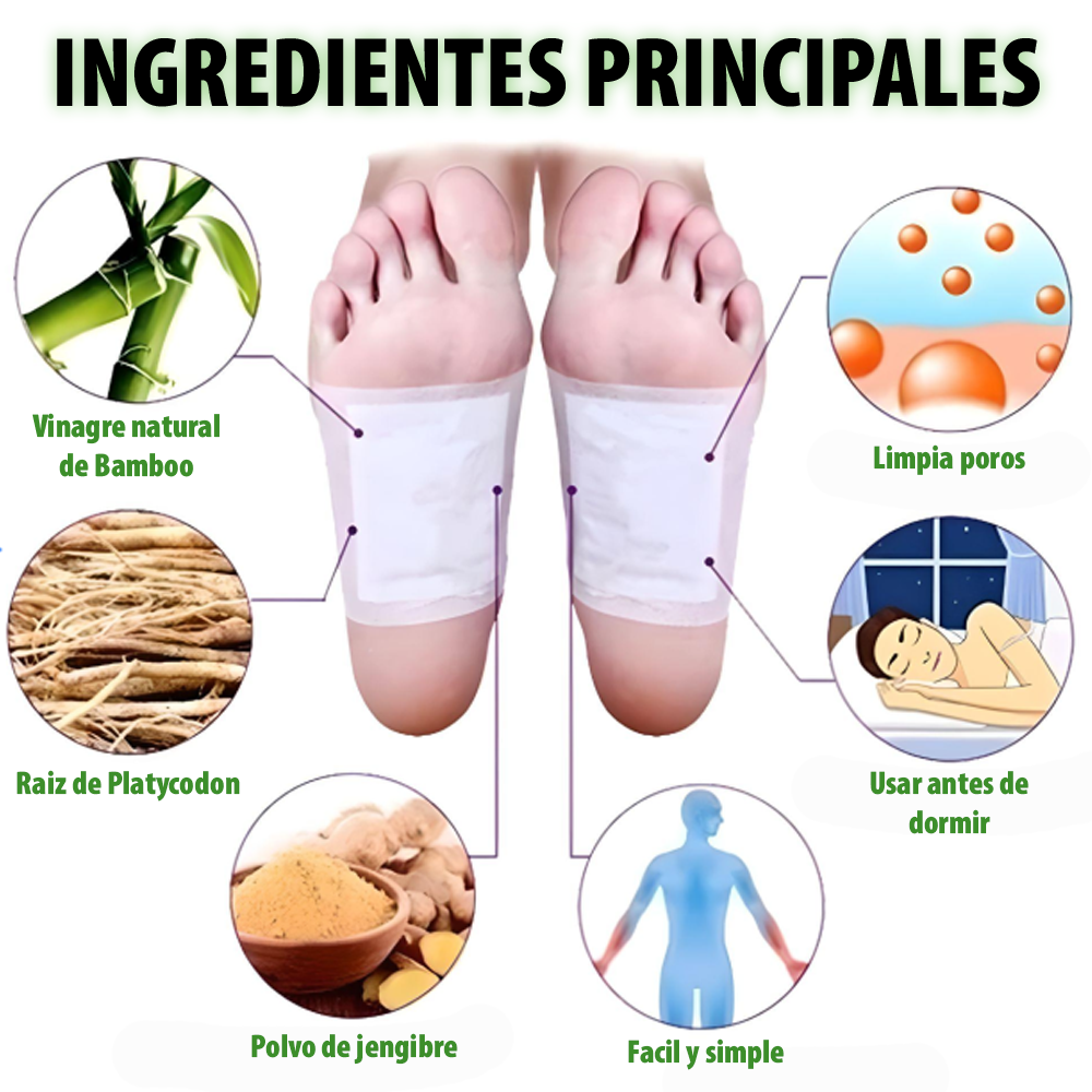 Parches para pies desintoxicantes